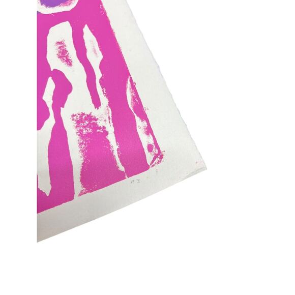 Vtg Mid Century Abstract People Figural Screenprint Art Print 26"x20" - Picture 5 of 6